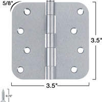 4" Satin Chrome Hinges, 5/8” Radius