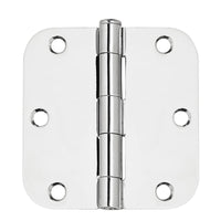 3.5" Polished Chrome Door Hinges, 5/8" Radius