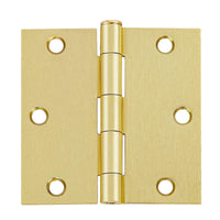 3.5" Satin Brass Door Hinges, Square Corners