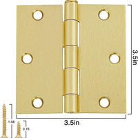 3.5" Satin Brass Door Hinges, Square Corners