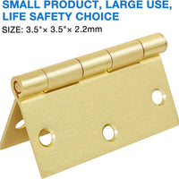 3.5" Satin Brass Door Hinges, Square Corners