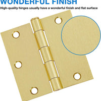 3.5" Satin Brass Door Hinges, Square Corners