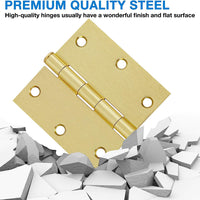 3.5" Satin Brass Door Hinges, Square Corners