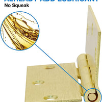 3.5" Satin Brass Door Hinges, Square Corners