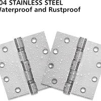 4.5" Stainless Steel Hinges, Square Corners
