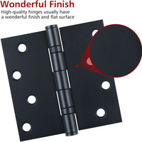 4" Black Stainless Steel Hinges, Square Corners