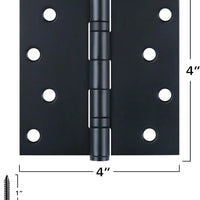 4" Black Stainless Steel Hinges, Square Corners
