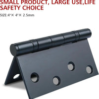 4" Black Stainless Steel Hinges, Square Corners