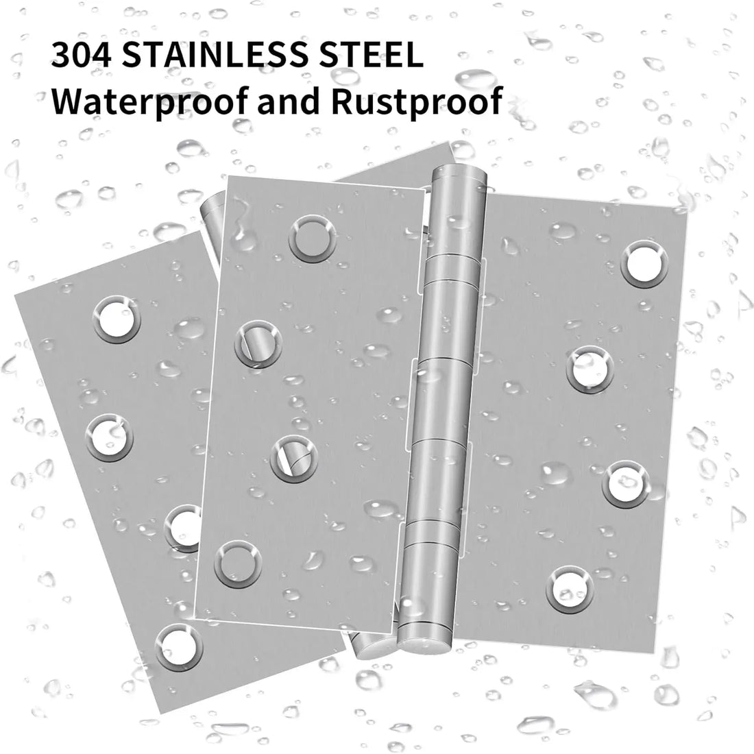 4" Silver Stainless Steel Hinges, Square