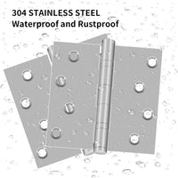 4" Silver Stainless Steel Hinges, Square