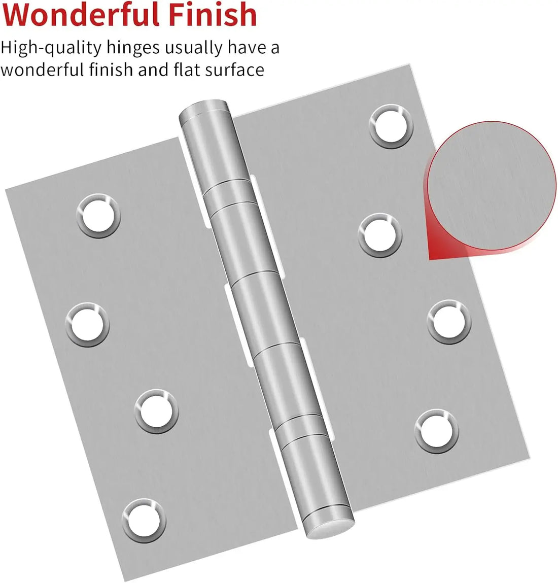 4" Silver Stainless Steel Hinges, Square