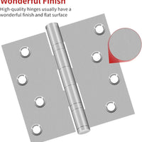 4" Silver Stainless Steel Hinges, Square