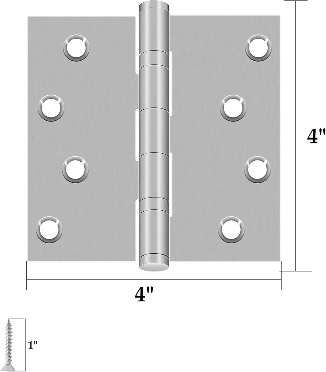 4" Silver Stainless Steel Hinges, Square