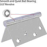 4" Silver Stainless Steel Hinges, Square