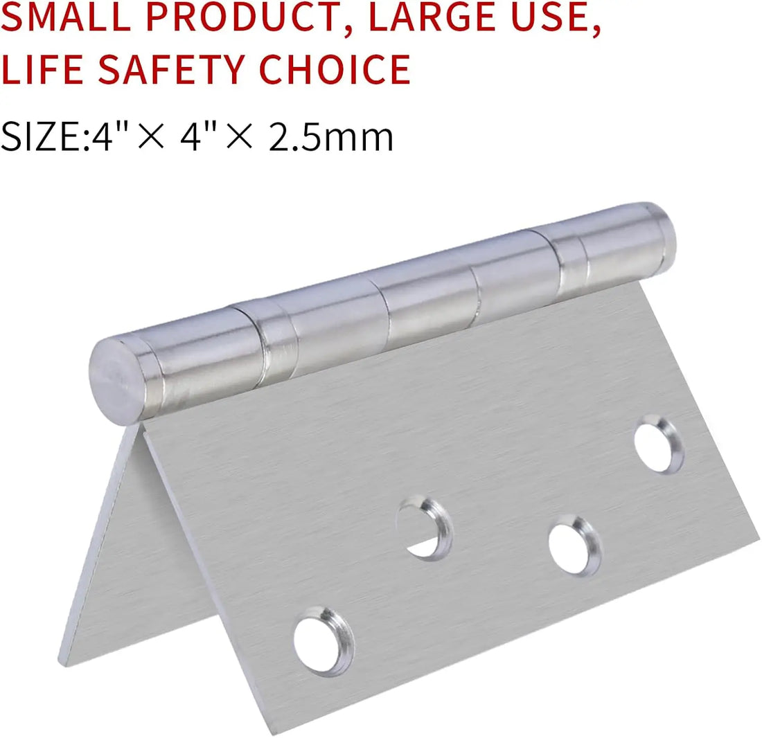 4" Silver Stainless Steel Hinges, Square