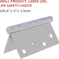 4" Silver Stainless Steel Hinges, Square