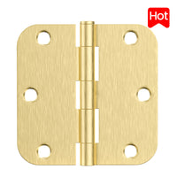 3.5" Satin Brass Door Hinges, 5/8" Radius
