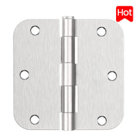 3.5" Brushed Nickel Door Hinges, 5/8" Radius