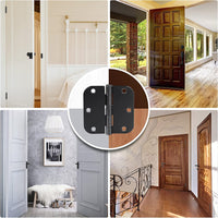 3.5" Matte Black Door Hinges, 5/8" Radius