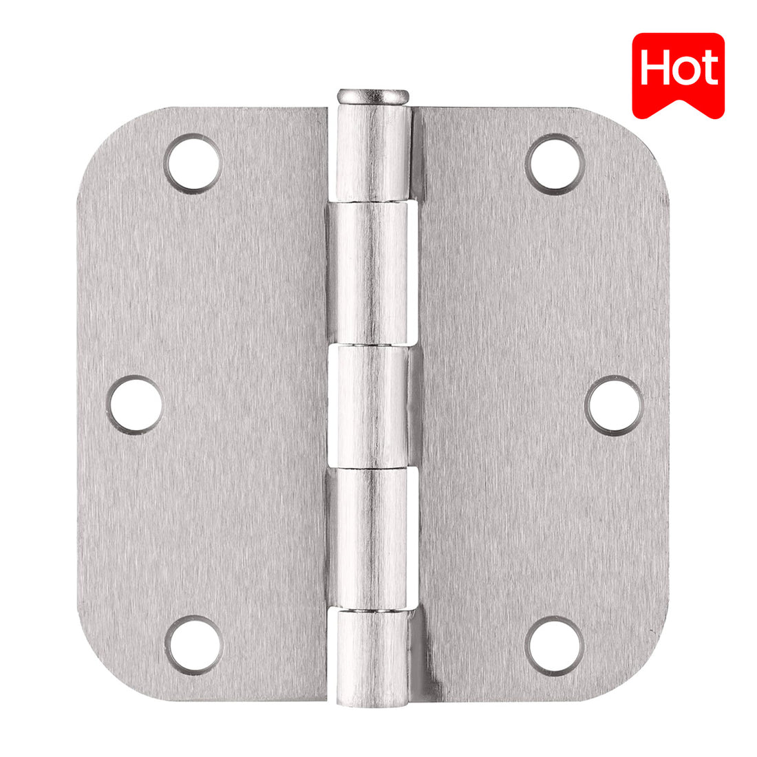 3.5" No Squeak Brushed Nickel Hinges, 5/8" Radius