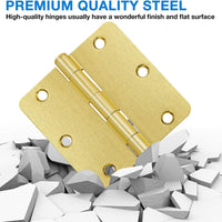 Satin Brass 3.5 Inch 14 Radius Door Hinges