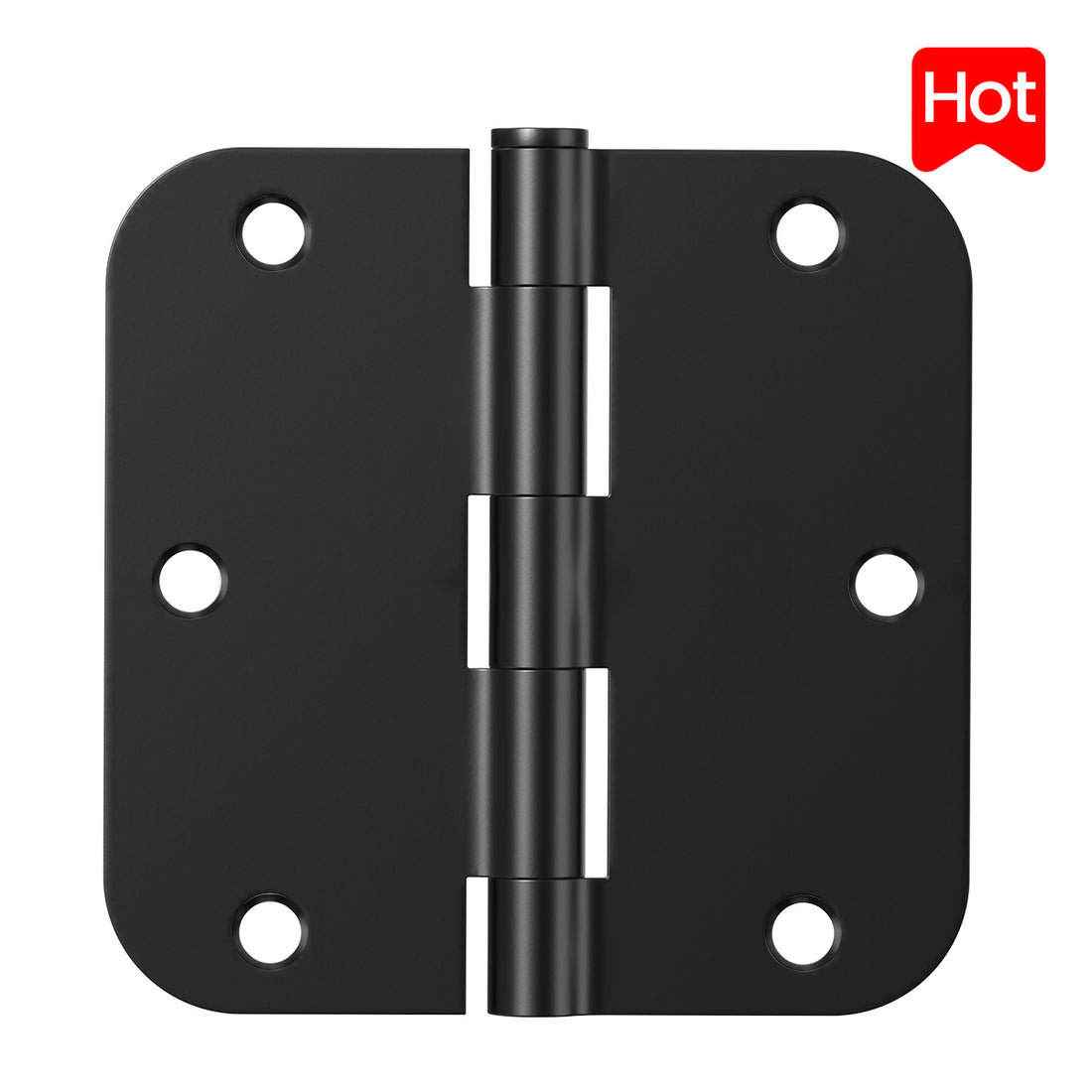 3.5" Matte Black Door Hinges, 5/8" Radius