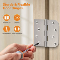 4" Brushed Nicke Hinges, Square x 5/8" Radius