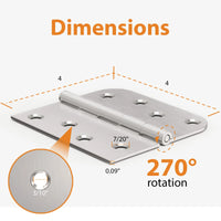 4" Brushed Nicke Hinges, Square x 5/8" Radius