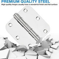 3.5" Polished Chrome Door Hinges, 5/8" Radius