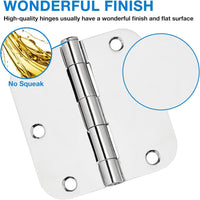 3.5" Polished Chrome Door Hinges, 5/8" Radius