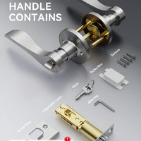 Brushed Nickel Door Handle with Lock