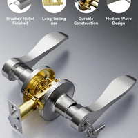 Brushed Nickel Door Handle with Lock