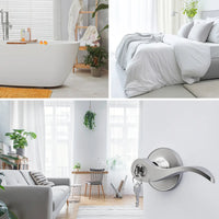 Brushed Nickel Door Handle with Lock