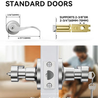 Brushed Nickel Door Handle with Lock