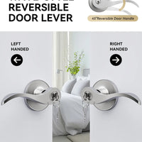 Brushed Nickel Door Handle with Lock