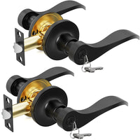 Matte Black Door Handle with Lock