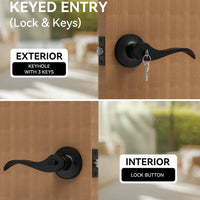 Matte Black Door Handle with Lock