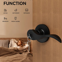 Matte Black Door Handle with Lock