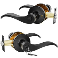 Matte Black Door Handle with Lock