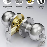 Brushed Nickel Door Knob with Lock