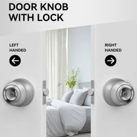 Brushed Nickel Door Knob with Lock