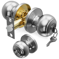 Brushed Nickel Door Knob with Lock