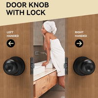 Matte Black Door Knob with Lock