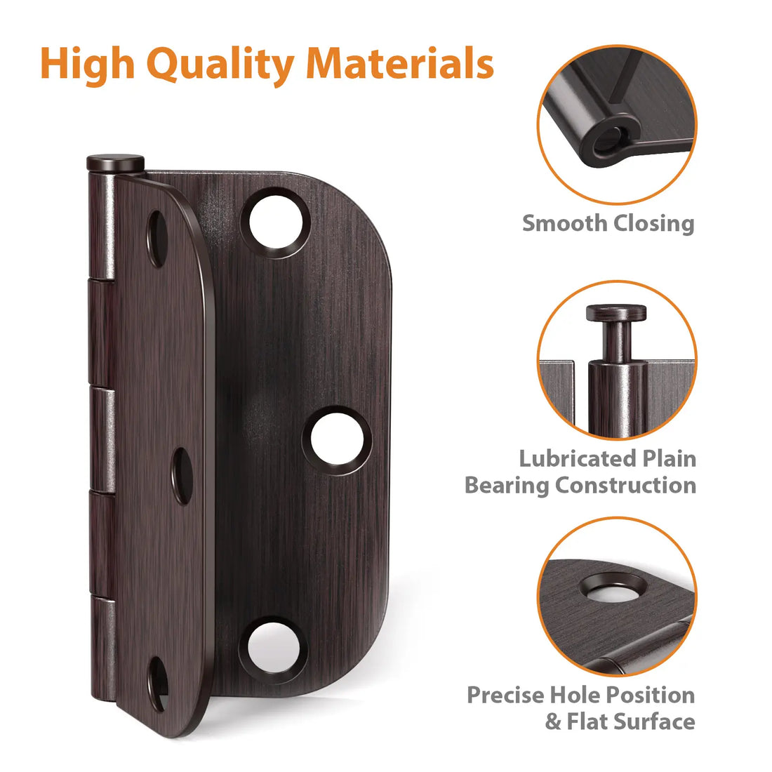 3.5" Oil Rubbed Bronze Hinges, 5/8" Radius