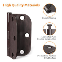 3.5" Oil Rubbed Bronze Hinges, 5/8" Radius