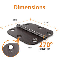 3.5" Oil Rubbed Bronze Hinges, 5/8" Radius