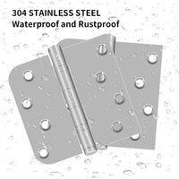 4" Brushed Nickel Door Hinges, Square x 5/8" Radius