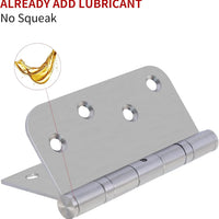 4" Brushed Nickel Door Hinges, Square x 5/8" Radius
