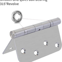 4" Brushed Nickel Door Hinges, Square x 5/8" Radius