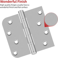 4" Brushed Nickel Door Hinges, Square x 5/8" Radius